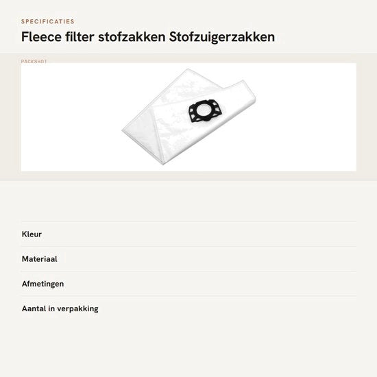 Sac per aspiratore a tessuto filtro Fleece - Compatibile con MV4/MV5/MV6 di Karcher - Aspiratore umido/asciutto - Qualità premium - 2.863-006.0 - Sac per aspiratore