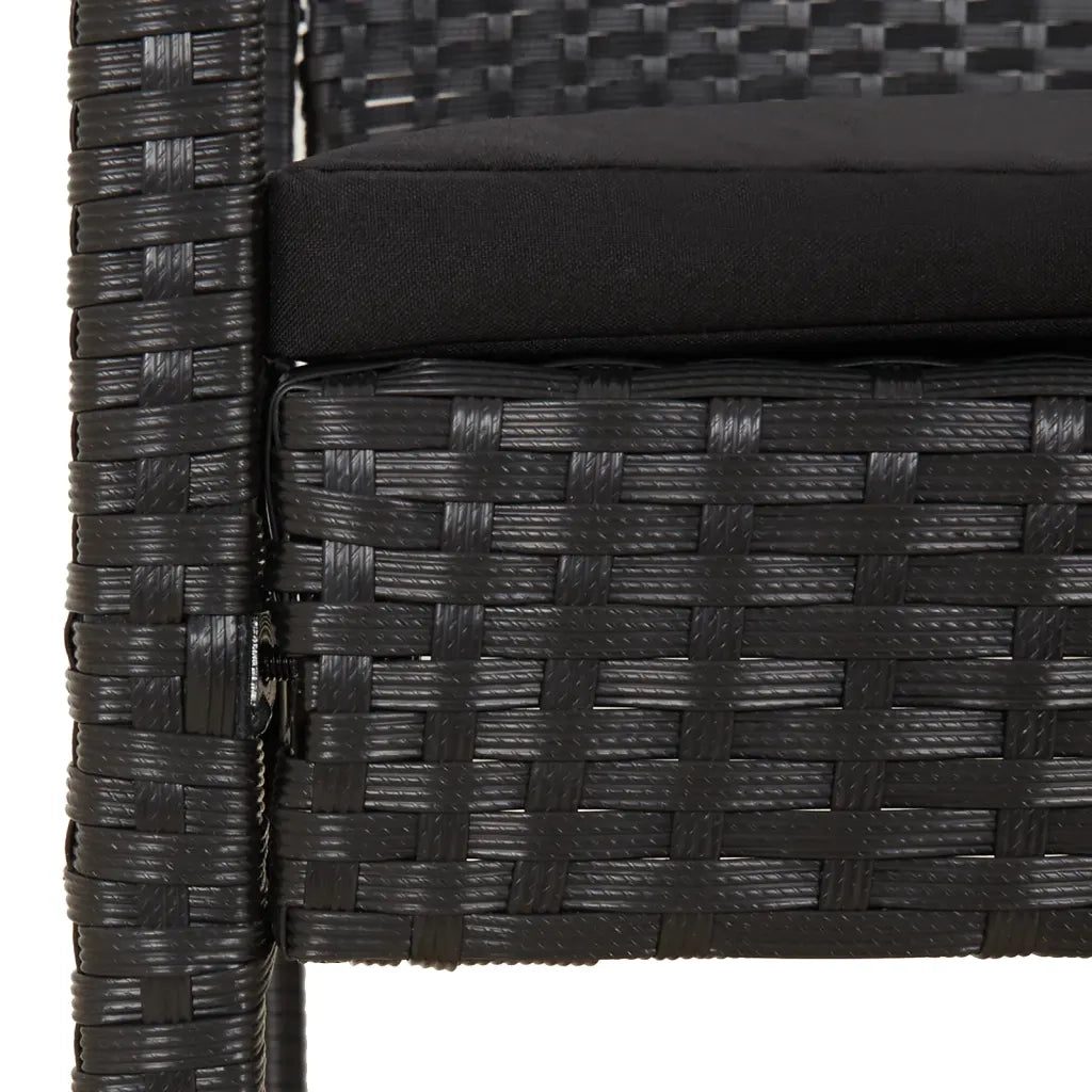 Panca da Giardino con Cuscino Nera 105 cm in Polyrattan