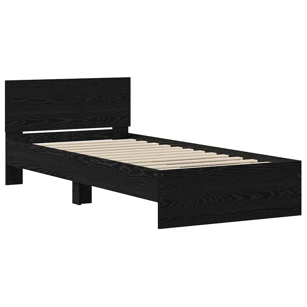Struttura del letto Montaggio a parete Rovere Nero 75 x 190 cm 871662