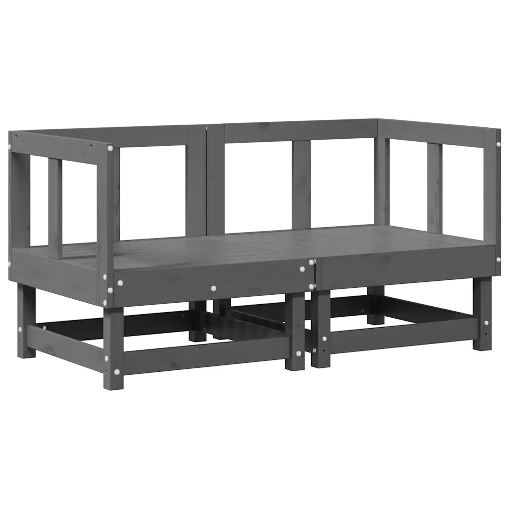 Divano componibile-Divani Angolari con Cuscini 2 pz Legno Massello di Pino Grigio 366712