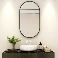 Grande specchio ovale da bagno, soggiorno, camera da letto, nero, industriale, 100x50 cm