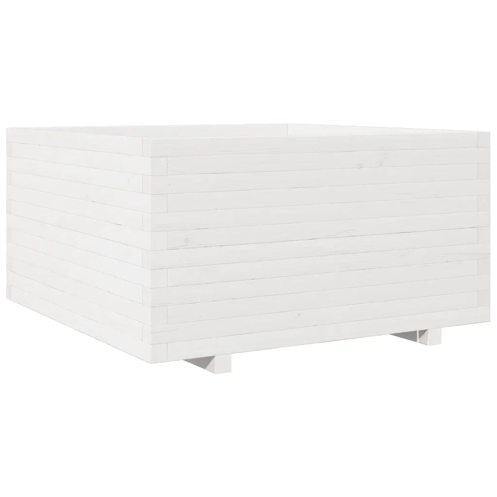 Fioriera da Giardino-Vaso da Esterno Bianca 90x90x49,5cm Legno Massello di Pino