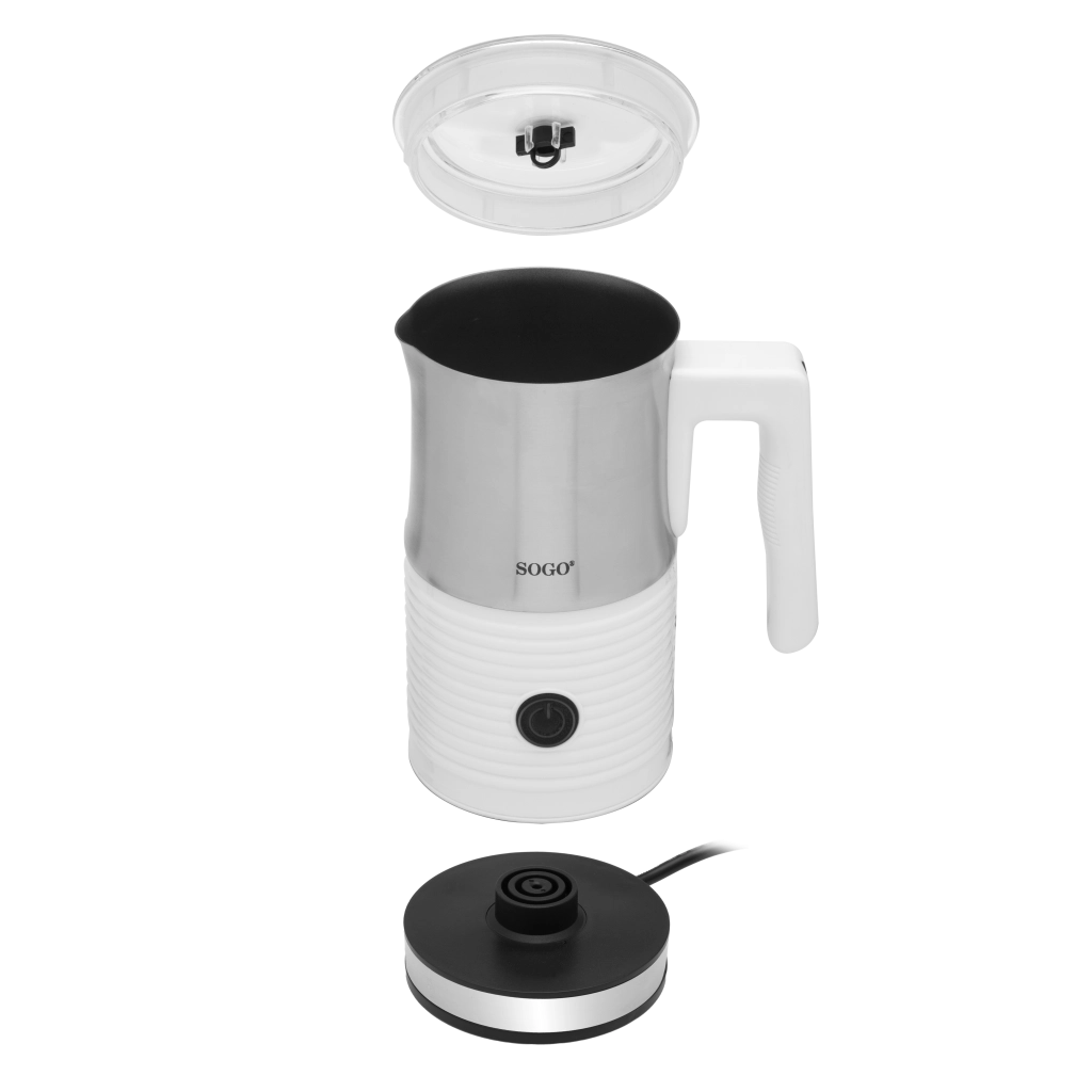 Montalatte elettrico schiumalatte, doppio frullino intercambiabile, recipiente antiaderente 300ml, spegnimento automatico 500W - SOGO