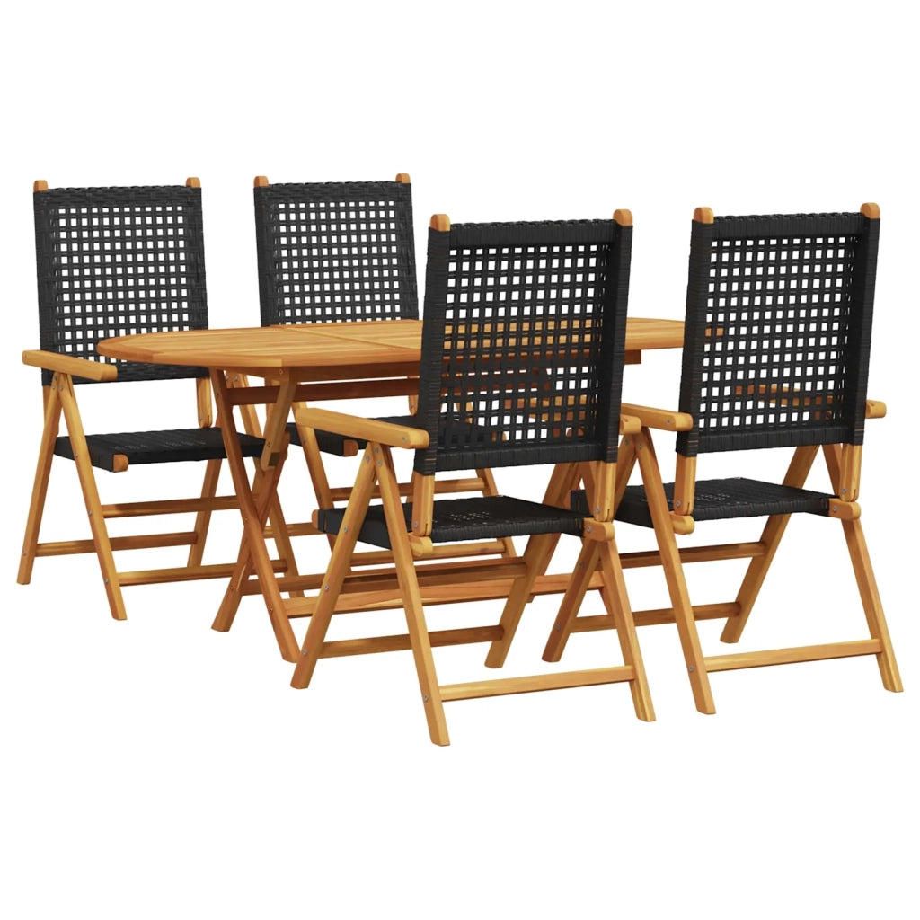Set da Pranzo per Giardino 5 pcs Nero Legno di Acacia Massello 3375730