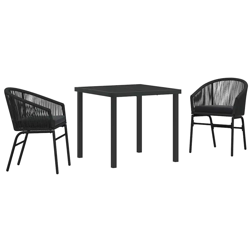 Set da Pranzo per Giardino 3 pcs Nero