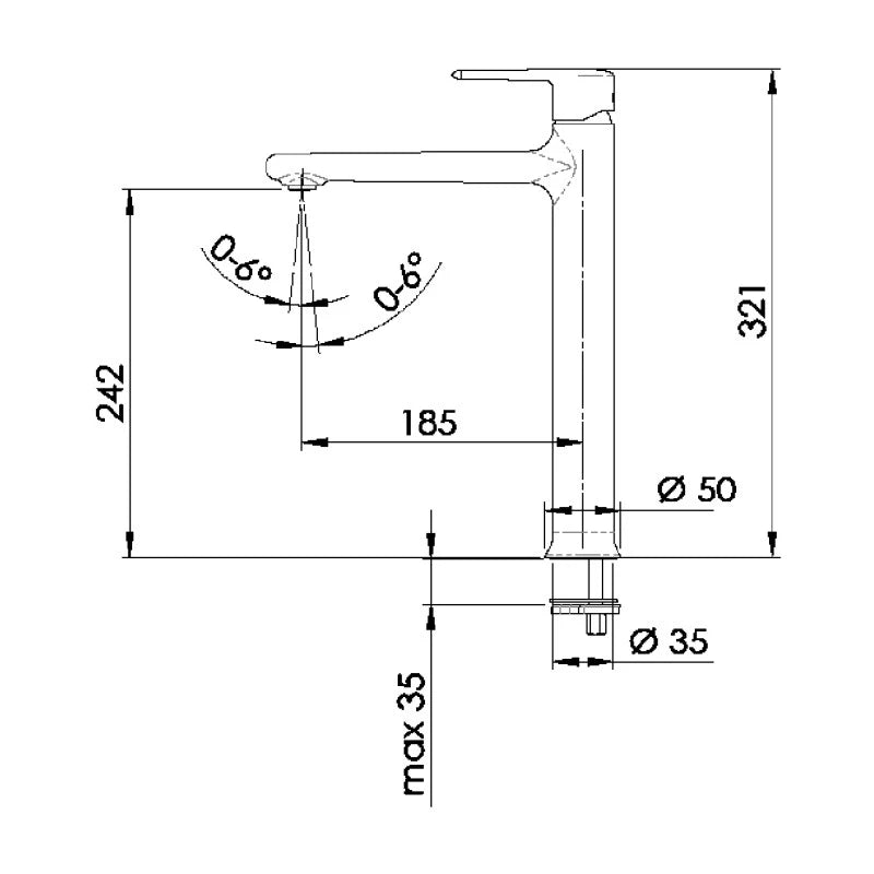 Miscelatore monocomando alto per lavabo serie winner