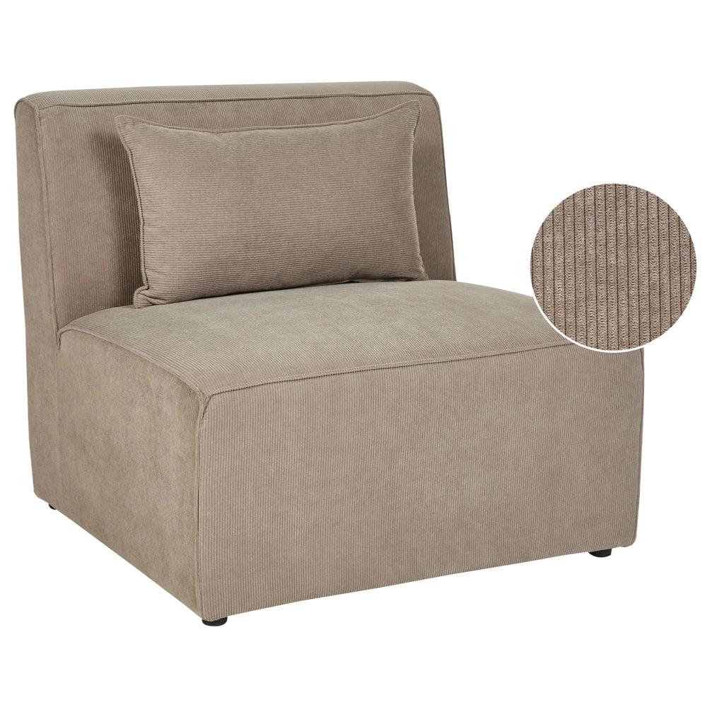 Modulo divano a 1 posto in velluto a coste Beige Scuro moderno monoposto