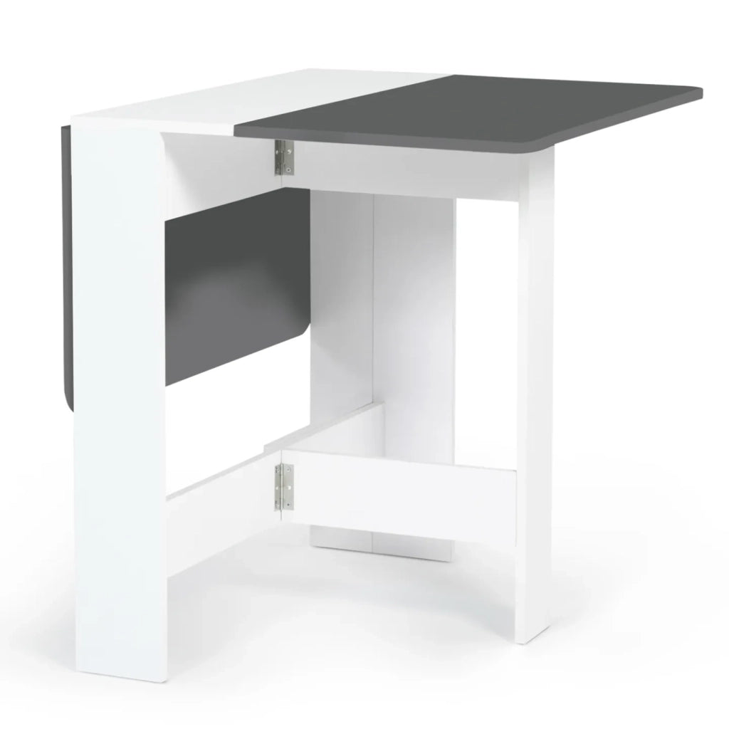 IDMarket - Tavolo consolle pieghevole EDI 2-4 persone legno piano bianco grigio