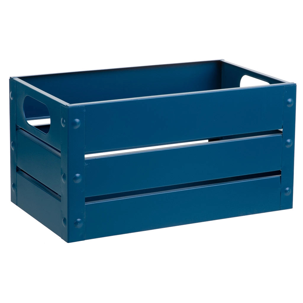 Cesto rettangolare in metallo stampato blu 31x18x16