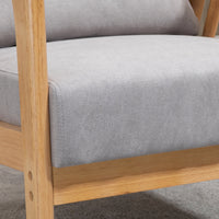 Poltrona 68x75x78 cm con Cuscino in Legno e Tessuto Vellutato Grigio