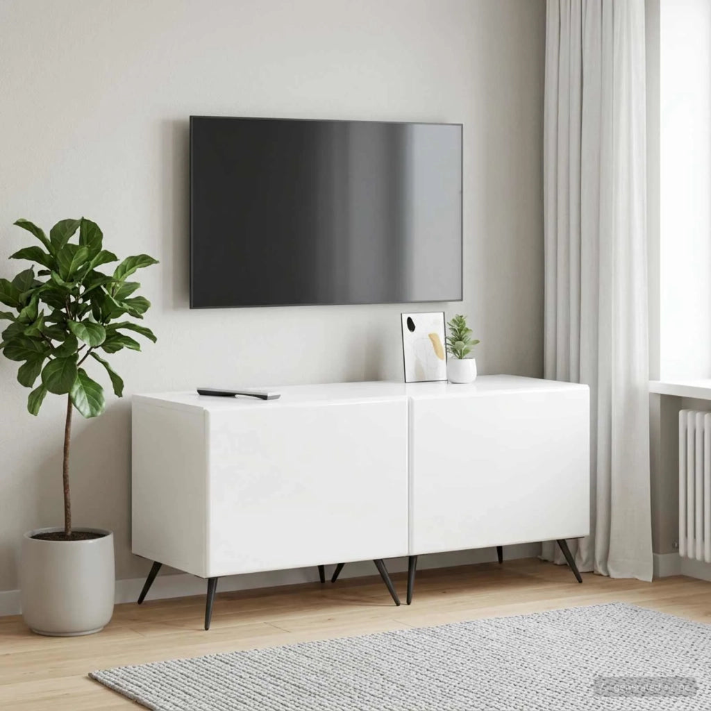 Mobile TV Bianco Lucido Legno ingegnerizzato 897559