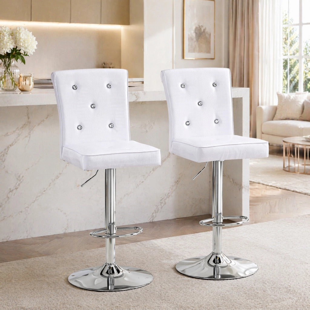 Sedia da pranzo bianca in PVC effetto coccodrillo