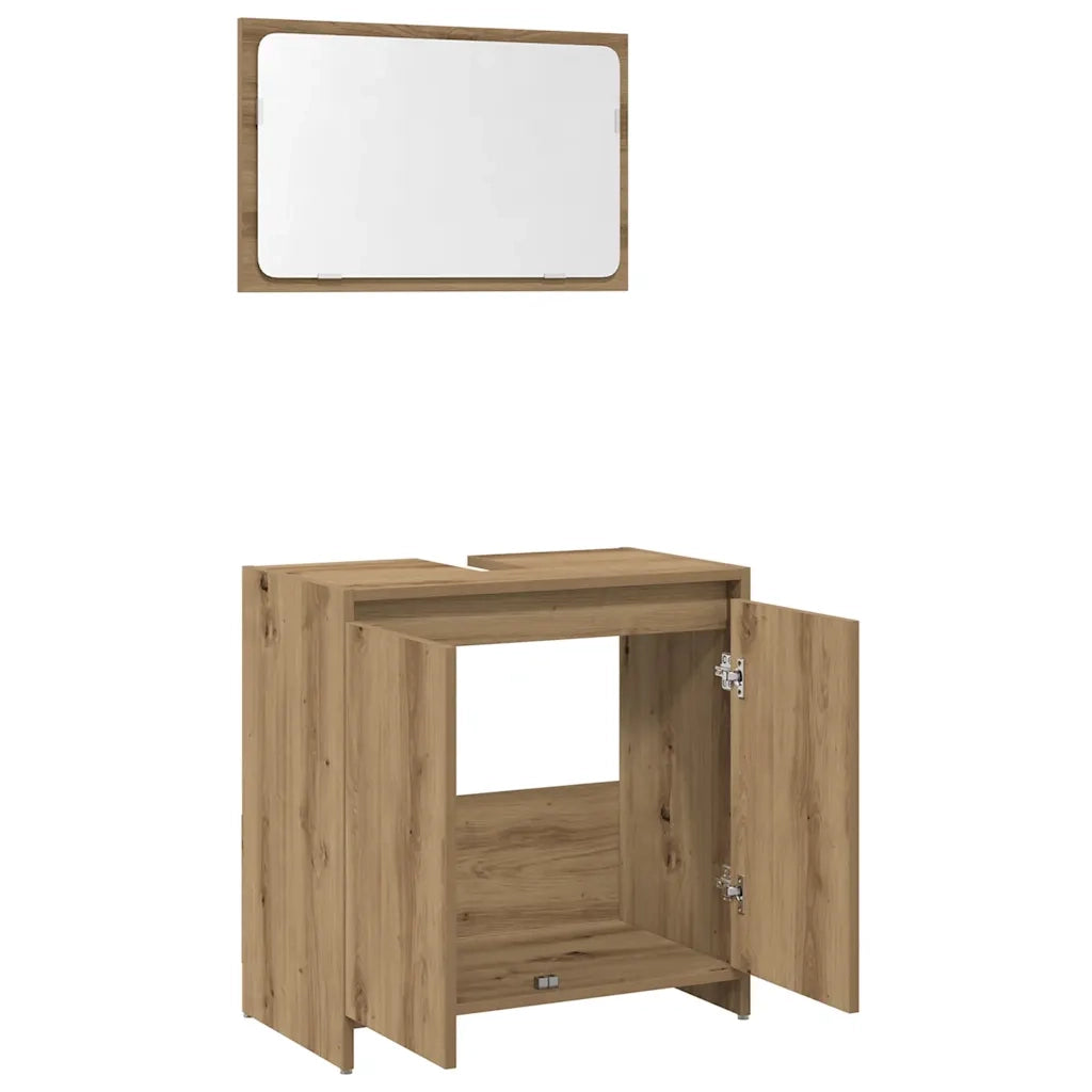 Set Mobili da Bagno 2 pz Rovere Artigianale Legno Multistrato 856068