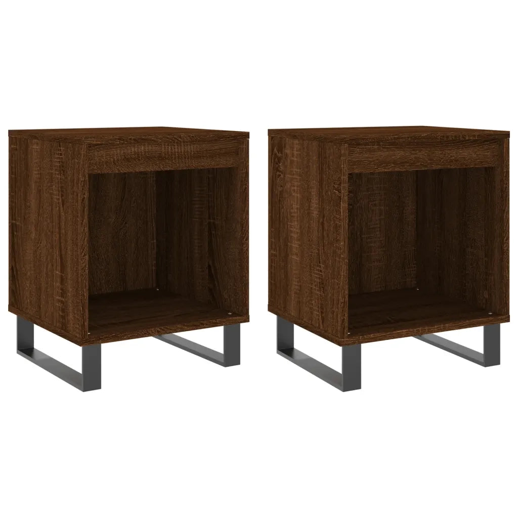 Set di 2 Comodini | Armadio da Notte | Mobiletto da notte Rovere Marrone 40x35x50 cm in Legno Multistrato