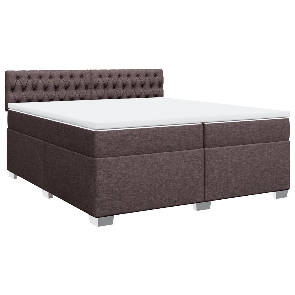 Giroletto a Molle con Materasso Marrone Scuro 200x200cm Tessuto 3286005