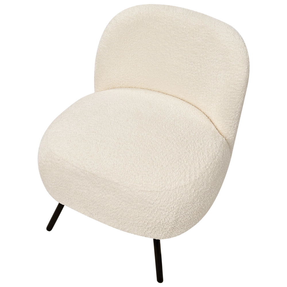 Poltrona Seduta in bouclè bianco sporco Gambe in metallo stile retrò