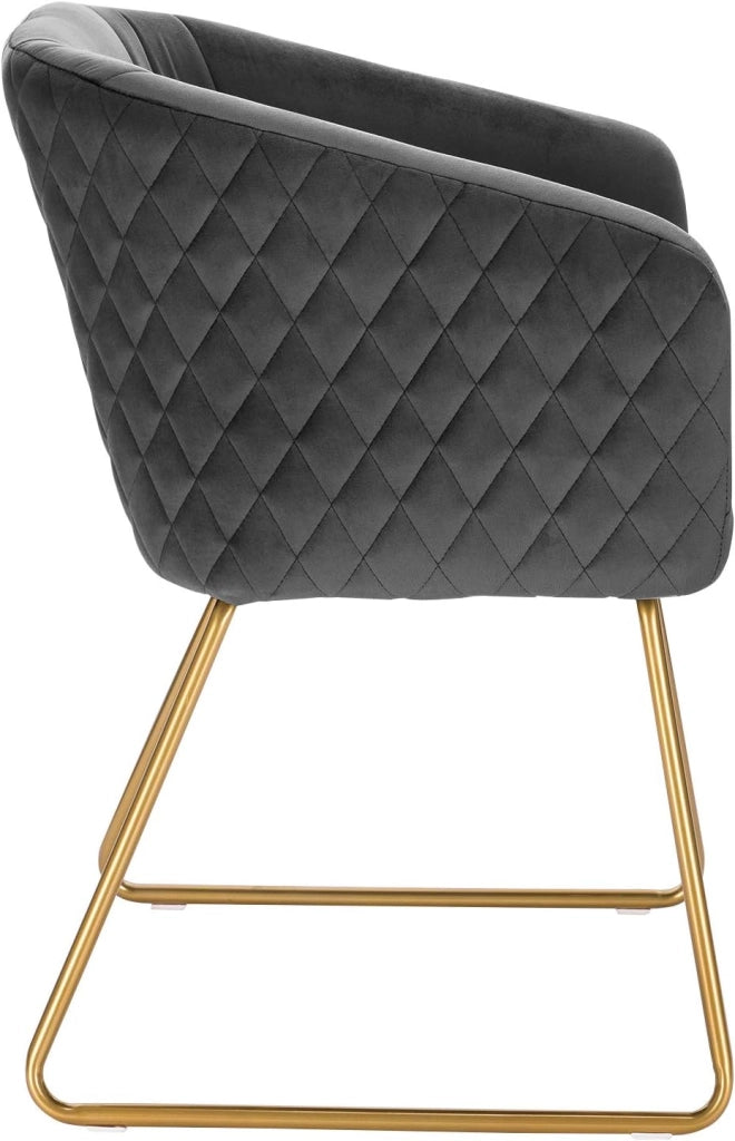 set di 4 Sedie sala da pranzo Sedie cucina moderne Poltroncina salotto Adatte per Sala pranzo Soggiorno, Camera da Letto, Tessuto di velluto, Oro Metallo, Grigio scuro BH271dgr-4