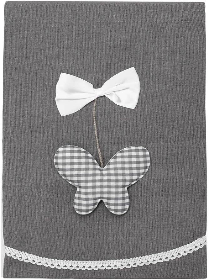 Tende Finestre Porta Interno Tessuto Semitrasparente Shabby Chic Farfalla Coppia Grigio - 60x150 Cm