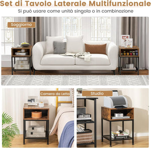 Scaffale per Cucina in Acciao Legno a Ripiani Carrello per Microonde Scaffalature Fioriera Salvaspazio, per Cucina e Soggiorno, Vintage (2 Ripiani + Cassetto)