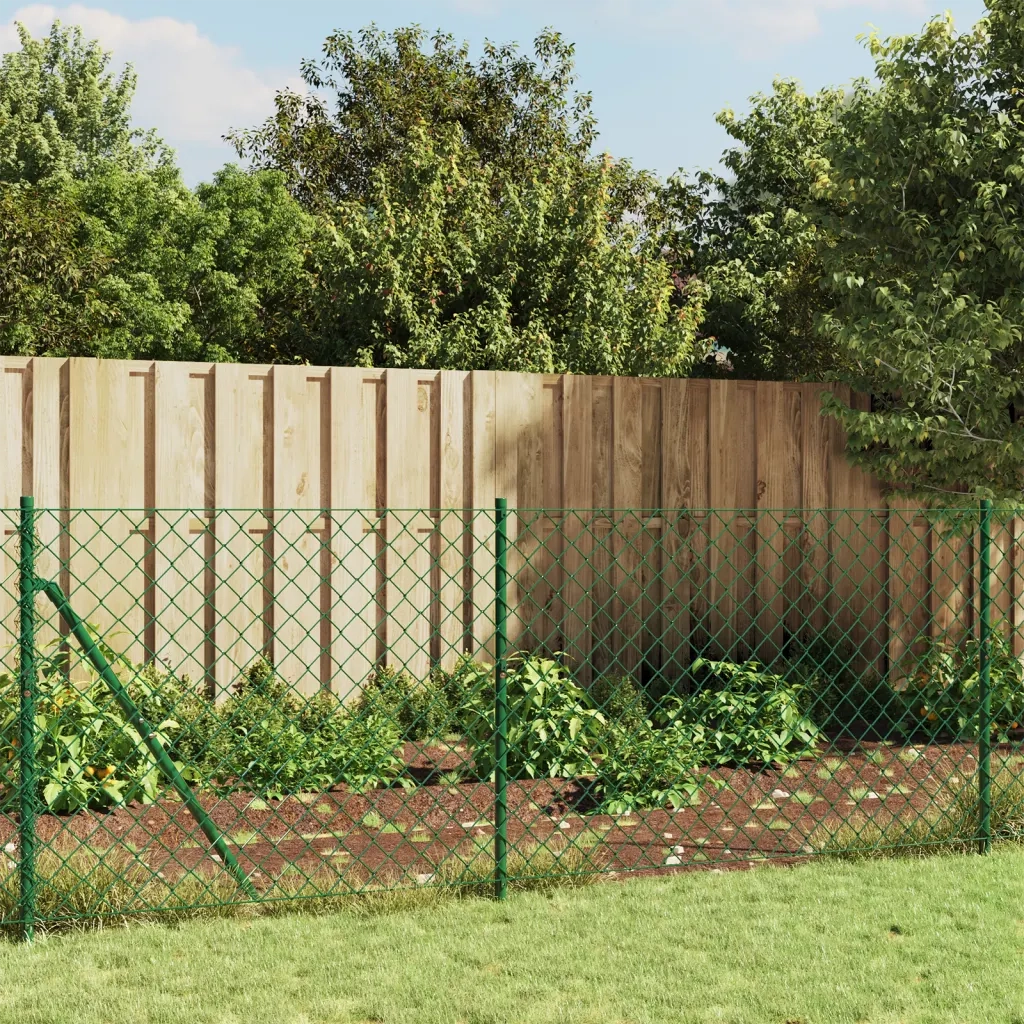 Recinzione da Giardino | Recinzione a Rete con Flangia Verde 1x10 m