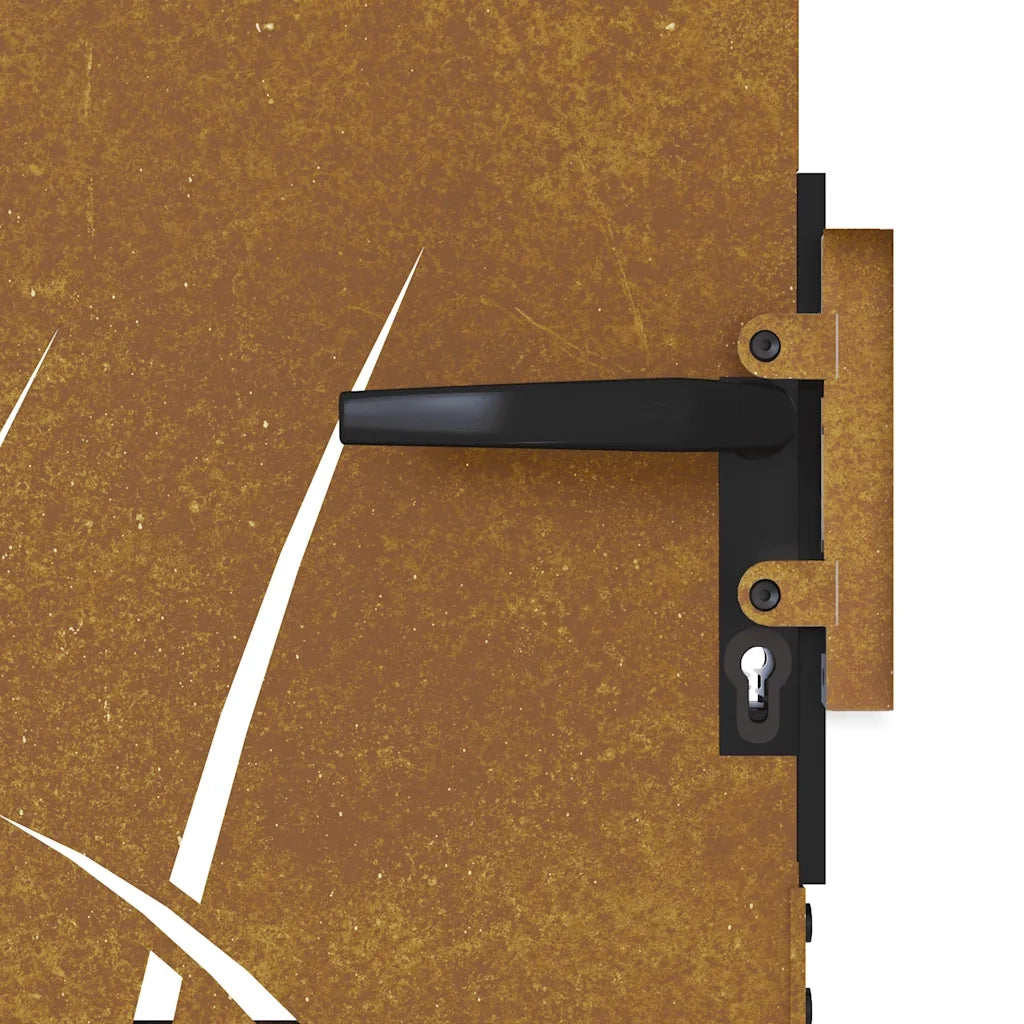 Cancello da giardino 100x75 cm in acciaio Corten con design erba 153226