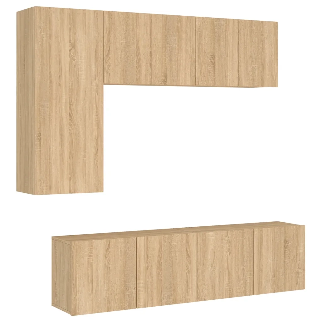 Mobili TV a Muro 5pz Rovere Sonoma in Legno Multistrato 3216466