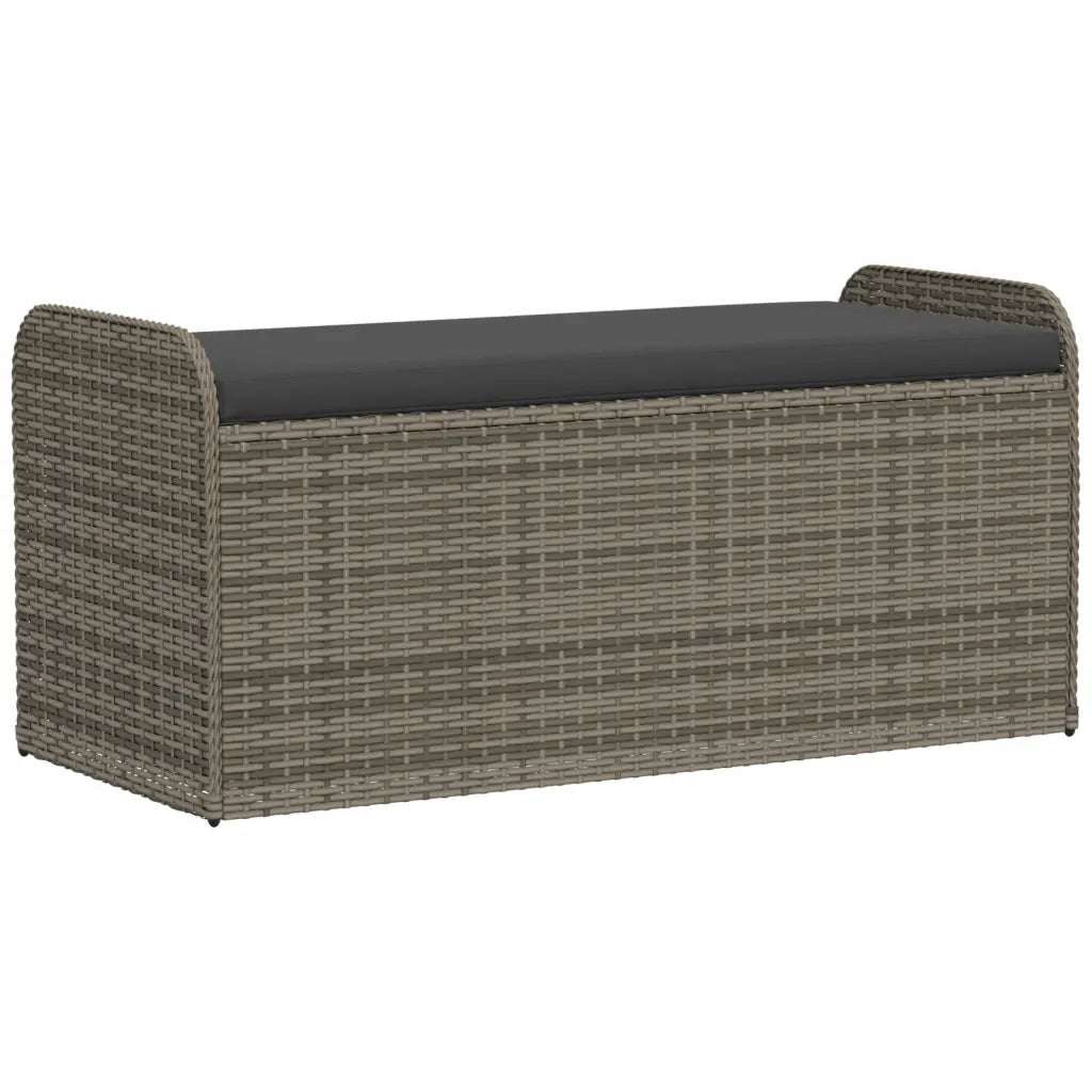 Cassapanca con Cuscino-Baule-Panca con ContenitoreGrigia 115x51x52 cm in Polyrattan