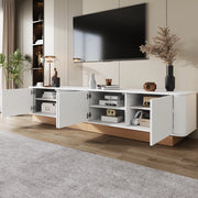 Mobile TV 200x40x47,5 cm a 4 ante in MDF bianco con ripiani regolabili