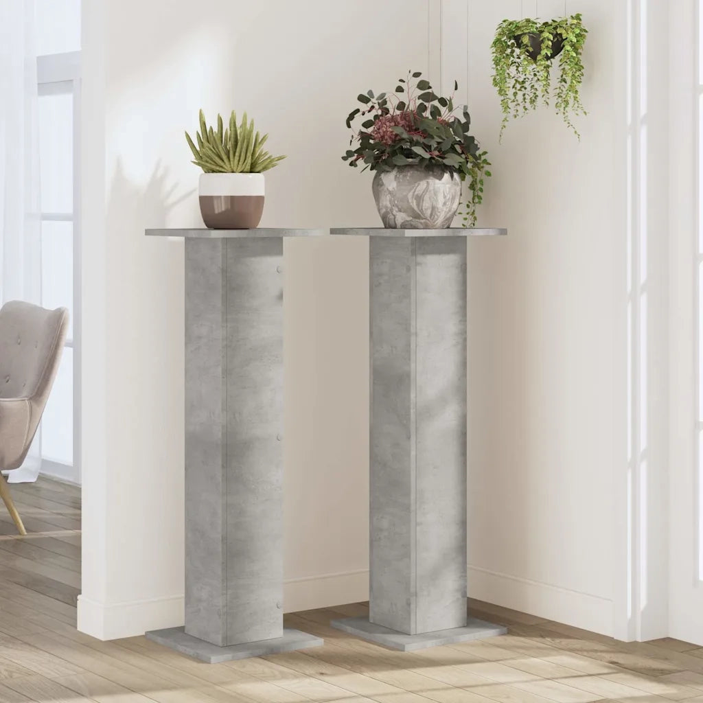 vidaXL Supporti per Piante 2 pz Grigio Cemento 30x30x95 cm Truciolato