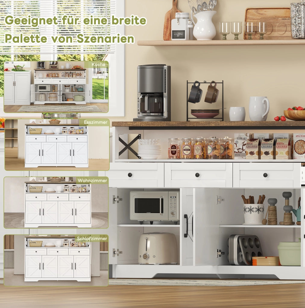Credenza con 3 cassetti e 2 armadietti in MDF 140 cm