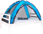 Tenda letto a due posti - tenda a manta - protezione dagli insetti letto - compatta e leggera - 200 x 90 x 110 cm - tenda letto e tenda da viaggio con tasca portatile blu.
