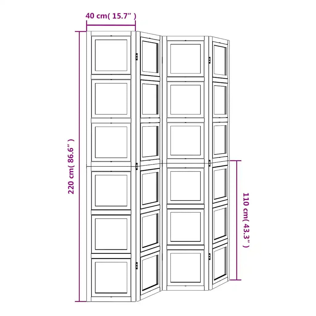 Divisorio Ambienti | Divider per stanze | Paravento 4Pannelli Bianco Legno Massello di Paulownia