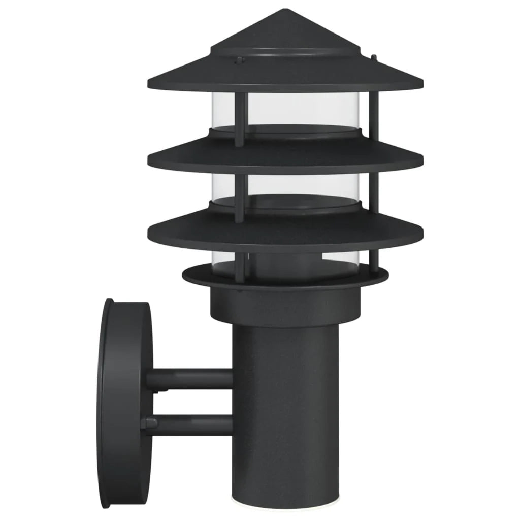 Applique da esterno 15,5 x 15,5 x 28 cm resistente alle intemperie atmosfera elegante acciaio inox nero 02_0056551