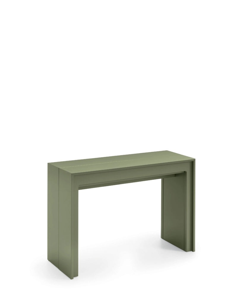 Consolle Allungabile Segmenta OM/119/V, Laccato Verde Opaco, Struttura in MDF e Allunghe in Melaminico Antigraffio - Stones
