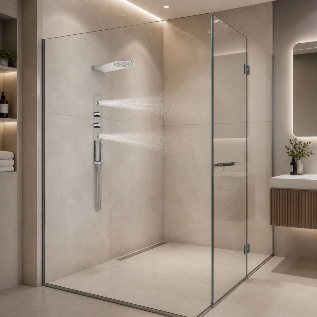 Wall kit a parete da incasso a muro acciaio inox + soffione doccia a parete acciaio inox punta tonda