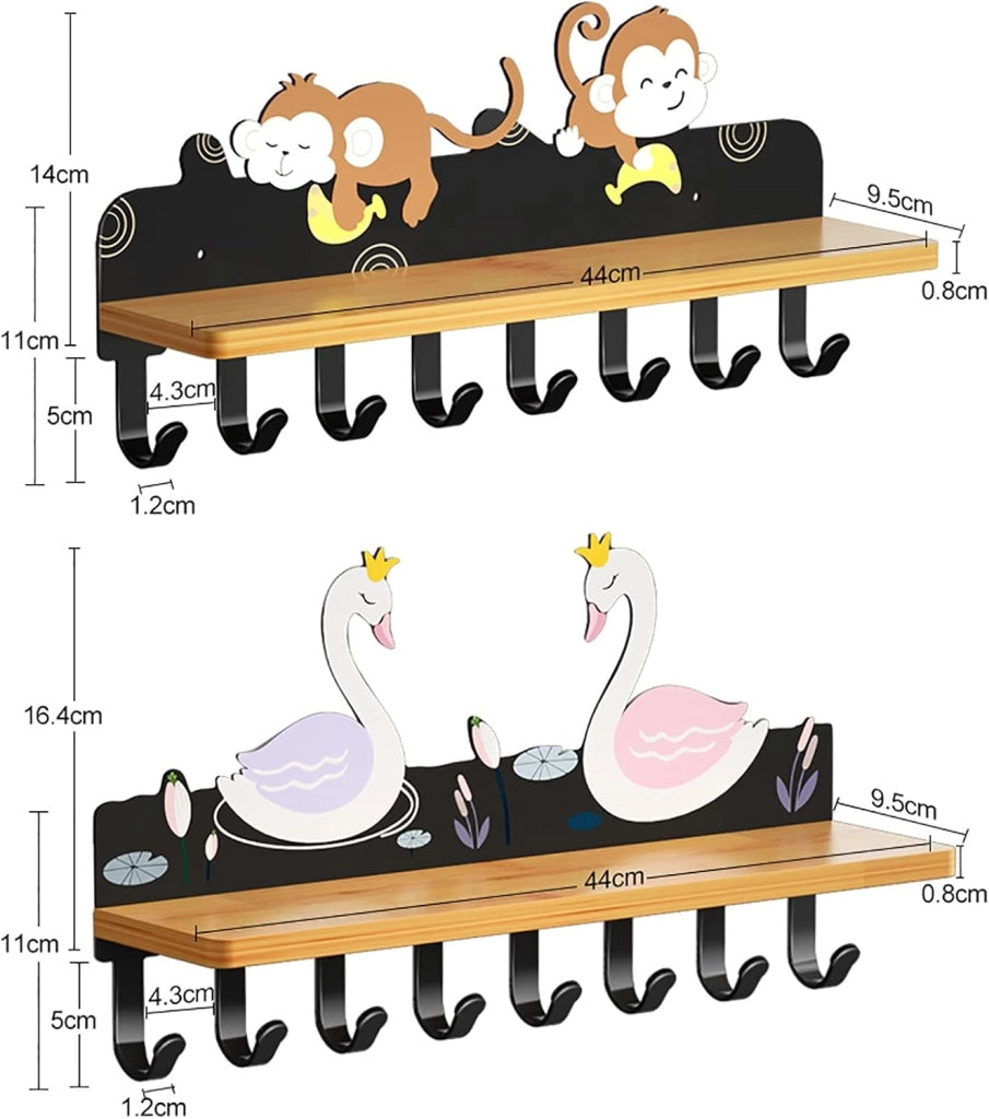 Appendiabiti/Gancio per Ingresso/Gancio per Chiavi/rastrelliera portaoggetti da Parete/mensola da Parete 44 cm (Swan&Monkey) (Colore: A)