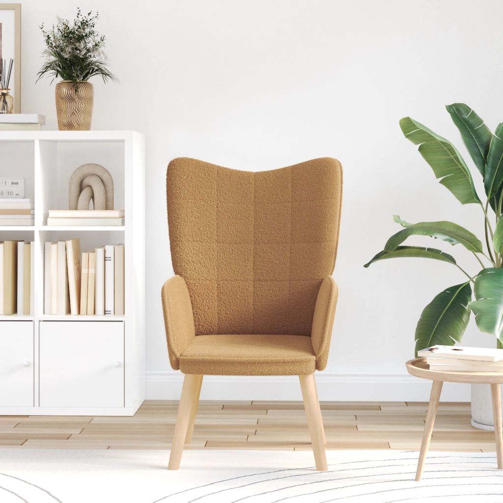 Poltrona Rilassante  Beige in Tessuto Simil Lana Riccia