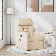 Poltrona Massaggiante Reclinabile Beige in Tessuto Microfibra 4015575