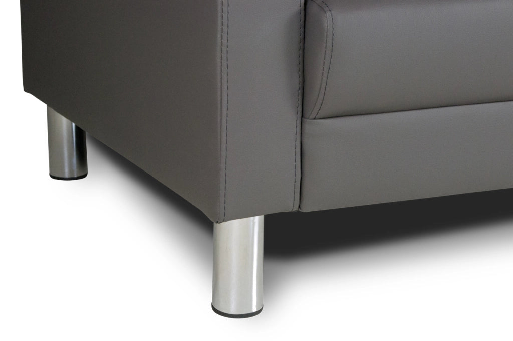 Divano 2 posti in ecopelle grigio scuro - Charlie - DI-CHA05PU