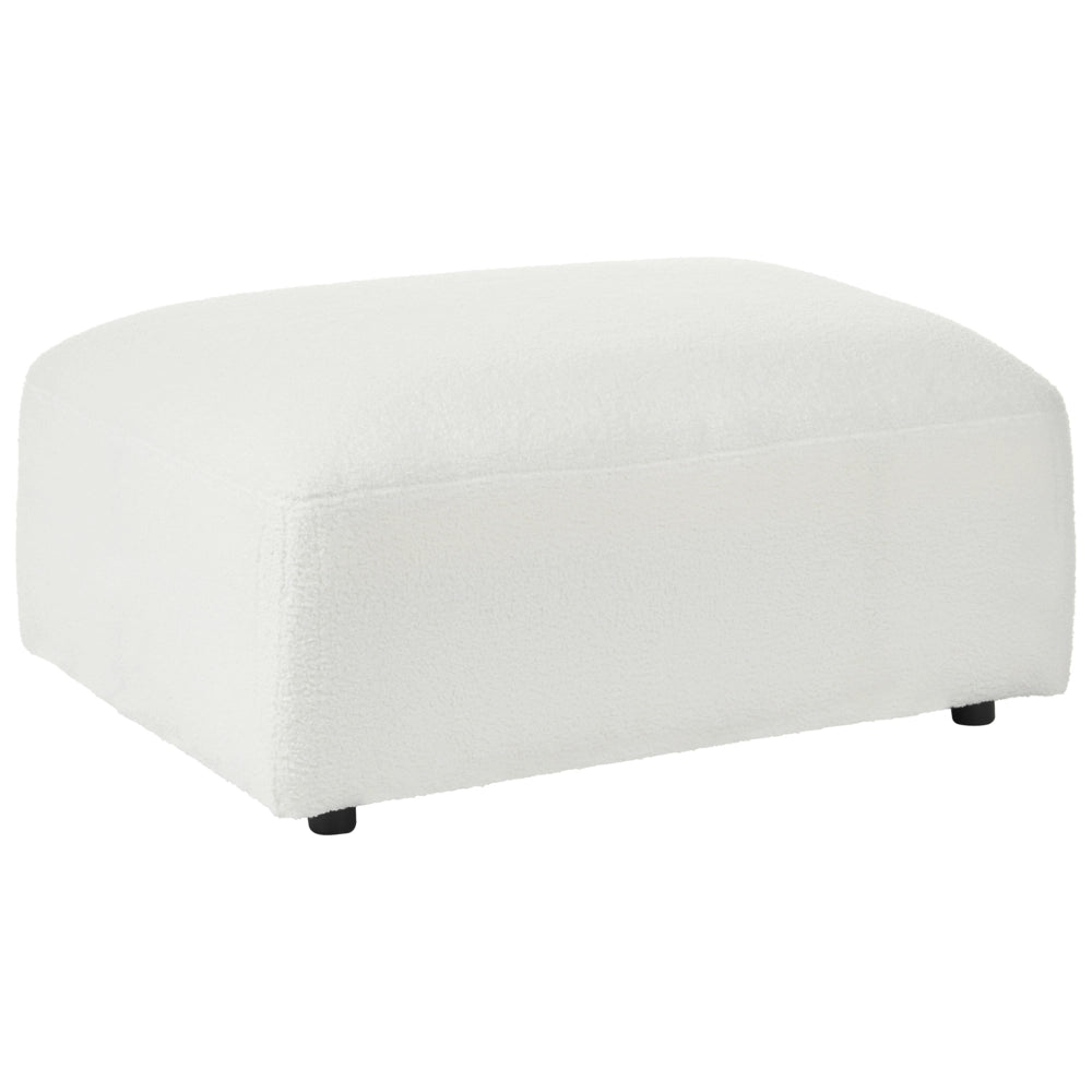 Pouf bianco imbottito, elemento modulare per divano, pouf rettangolare, salotto moderno