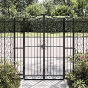 Cancello da Giardino Nero 121x8x150 cm in Ferro Battuto 363432
