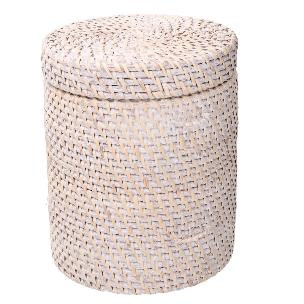 Scatola rattan algarve bianco tondo cmø20h24