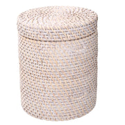 Scatola rattan algarve bianco tondo cmø20h24