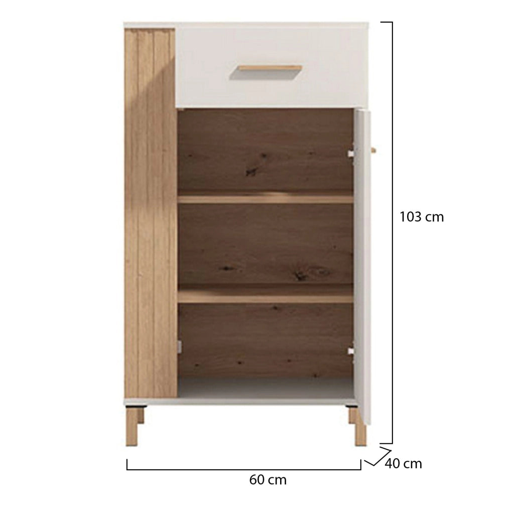 Carducci, Mobile da Ingresso un Cassetto, 59.5x40x103h cm Bianco Crema