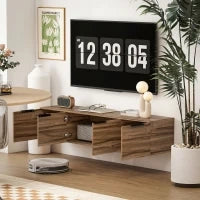 Mobile Porta TV Sospeso fino 65" con 3 Armadietti in Stile Industriale, Marrone Rustico