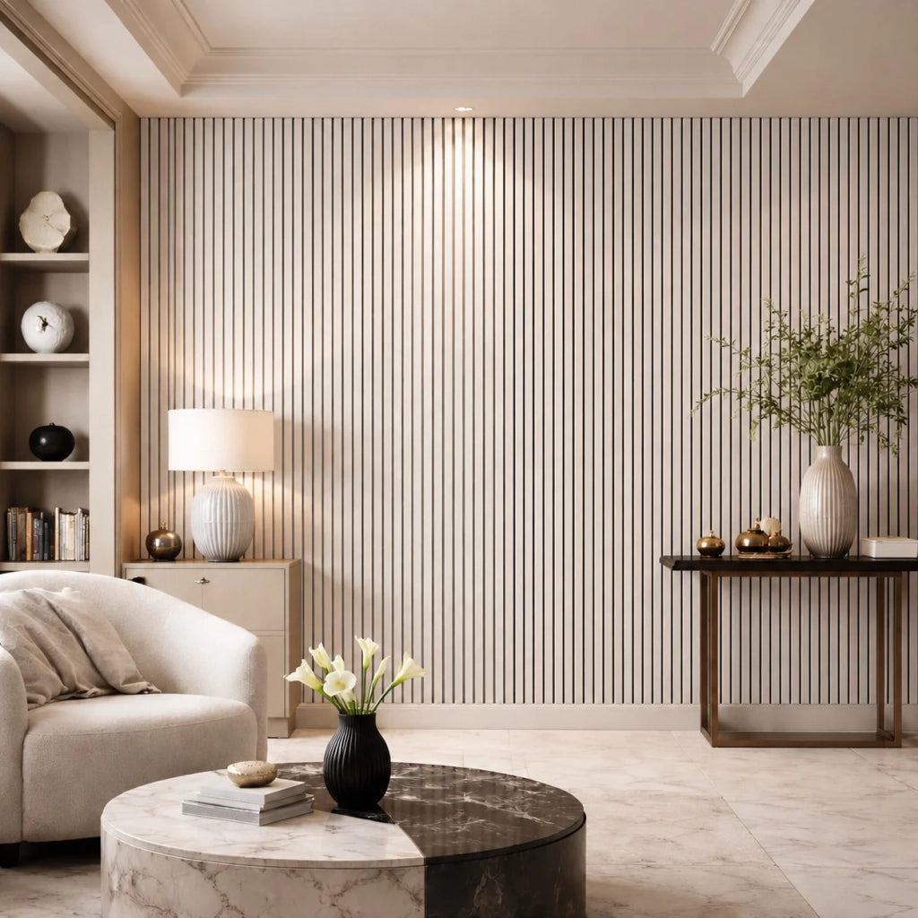 Pannello decorativo in PVC a listelli effetto doghe in legno Set 10 pz 120x30 Rivestimento murale Bianco