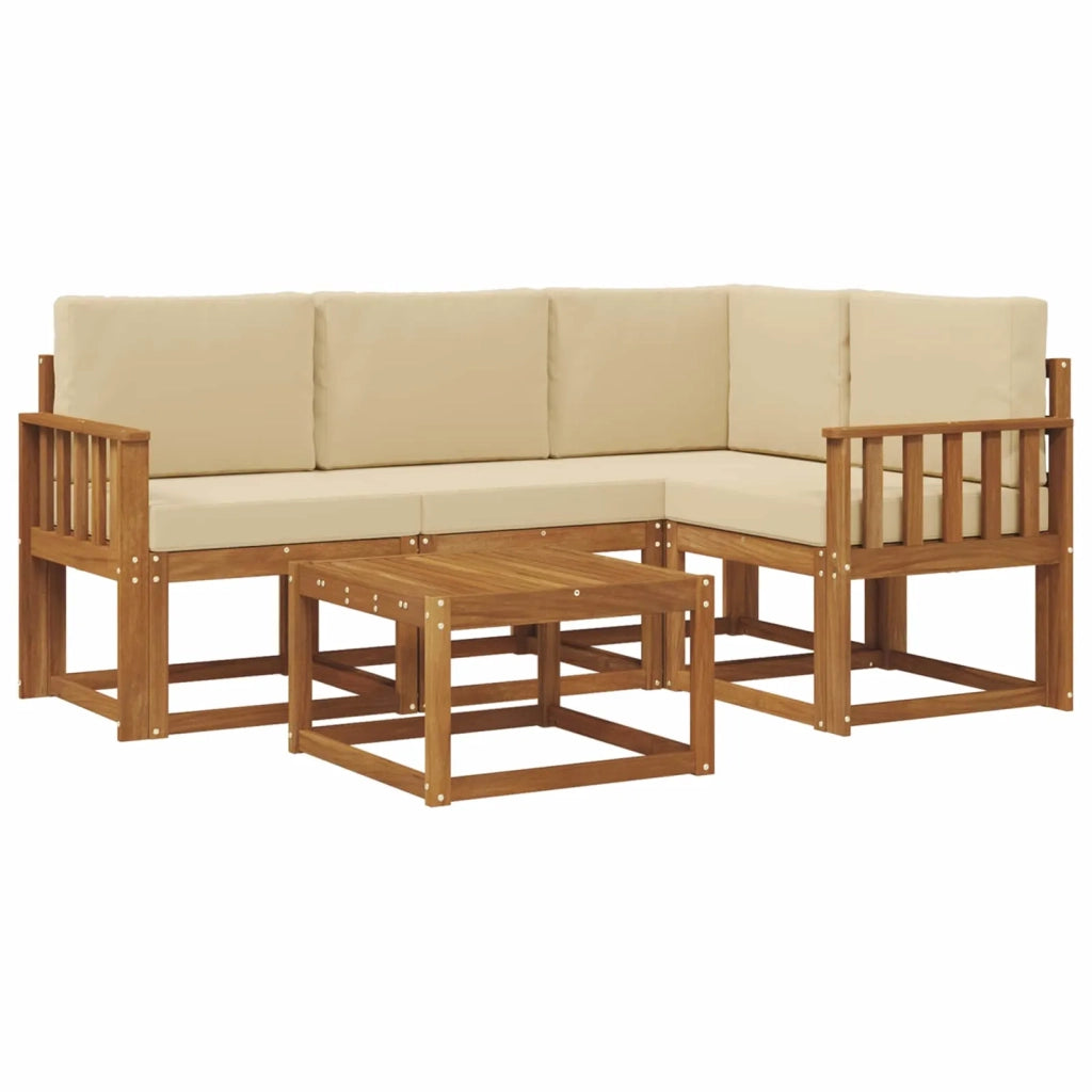 Set di divani da esterno con cuscino 5 pcs Naturale e Beige 3366356