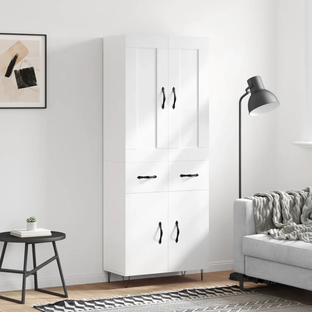 Credenza | Madia | Buffet da pranzo | Armadio da pranzo Bianca 69,5x34x180 cm in Legno Multistrato