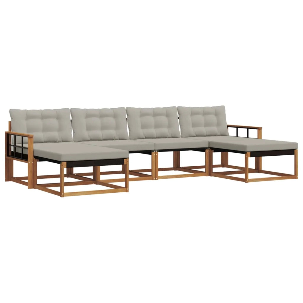 Set di divani da esterno 6 pcs Grigio Naturale e Chiaro
