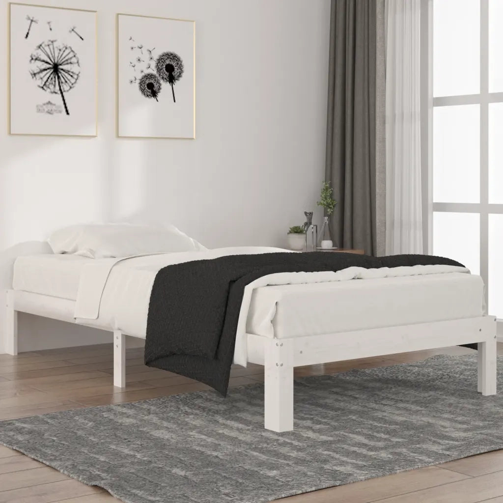 Giroletto-Struttura Letto Bianco in Legno Massello di Pino 100x200 cm 477693